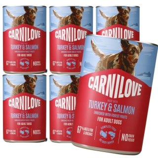 Zestaw CARNILOVE DOG CAN SALMON&TURKEY 6x400g