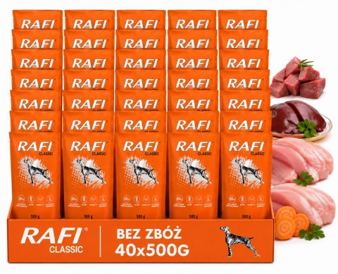 Zestaw Dolina Noteci Rafi Classic 40x500g bezzbożowa karma mokra dla psa