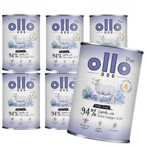 Zestaw OLLO PLUS KOLAGEN - JAGNIĘCINA 6x400g - MONOBIAŁKOWA KARMA MOKRA DLA PSA