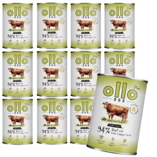 Zestaw OLLO PLUS KOLAGEN - WOŁOWINA 12x400g - MONOBIAŁKOWA KARMA MOKRA DLA PSA