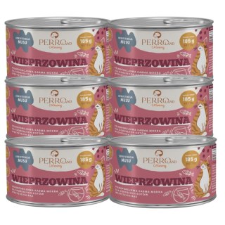 Zestaw - PERRO CATERING karma dla kotów Wieprzowina 6 x 185g