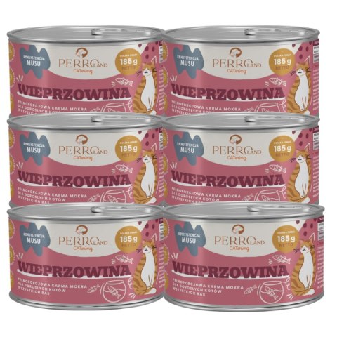 Zestaw - PERRO CATERING karma dla kotów Wieprzowina 6 x 185g