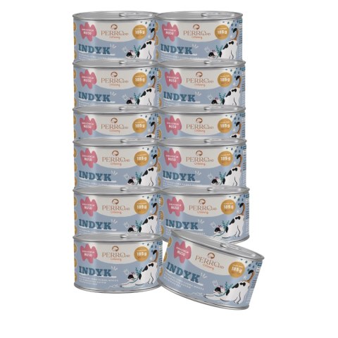 Zestaw - PERRO Indyk - karma mokra dla kotów - PERROland CATering - 12x185g