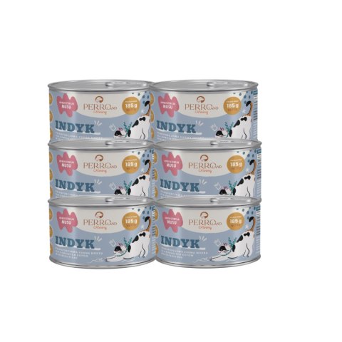 Zestaw - PERRO Indyk - karma mokra dla kotów - PERROland CATering - 6 x 185g