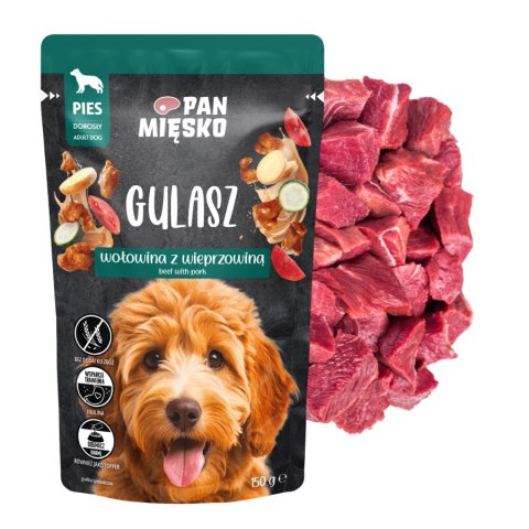 Zestaw Pan Mięsko Karma Dla Psa Gulasz Wołowo-Wieprzowy 10x150g