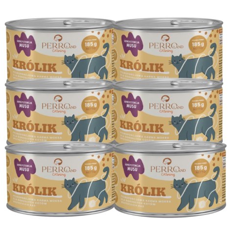 Zestaw - Perro CATERING karma dla kotów Królik 6 x 185g