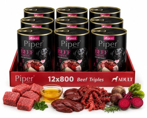 Zestaw Piper z żołądkami wołowymi i burakiem dla psa 12x800g