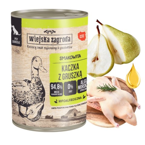 Zestaw Wiejska Zagroda Karma mokra dla psa Kaczka z gruszką (dorosły) 6x400g