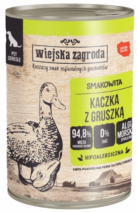 Zestaw Wiejska Zagroda Karma mokra dla psa Kaczka z gruszką (dorosły) 6x400g