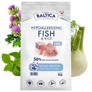 BALTICA ADULT Fish&rice Light 6kg KARMA DIETETYCZNA DLA RAS MAŁYCH