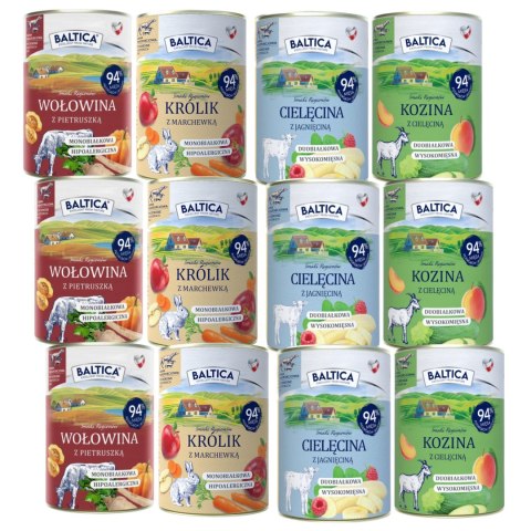 BALTICA PUSZKI MIX SMAKÓW KOZINA CIELĘCINA KRÓLIK 12x400
