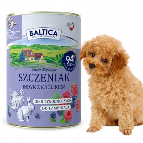 BALTICA SZCZENIAK INDYK Z KRÓLIKIEM JAGNIĘCINA Z CIELĘCINĄ 12X400 MIX