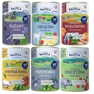 BALTICA ZESTAW 6X400 BAŻANT WOŁOWINA DZICZYZNA MIX SMAKÓW