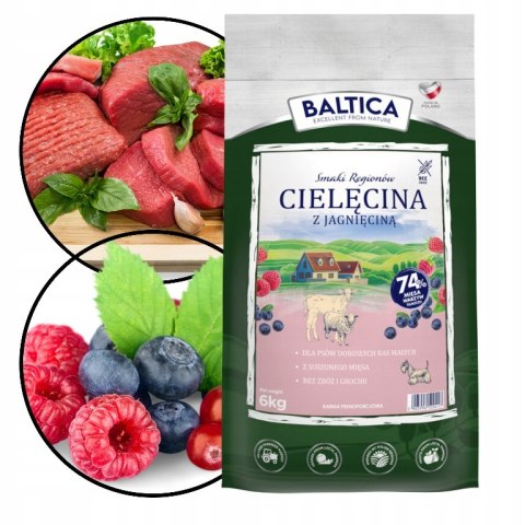 Baltica Adult Cielęcina z jagnięciną XS/S 6kg MAŁE RASY PYSZNA KARMA