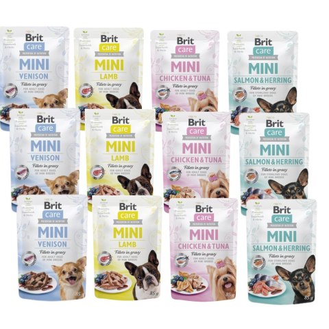 Brit Care Mini Pouch 12x85 Zestaw Zestaw mokra karma dla małych ras XS