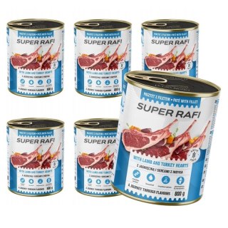 Dolina Noteci Super Rafi Mokra karma dla psa z jagnięciną i sercami indyka 6X800 g
