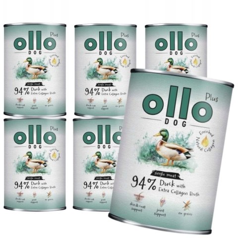 OLLO PLUS KOLAGEN - KACZKA 6x400g - MONOBIAŁKOWA KARMA MOKRA DLA PSA