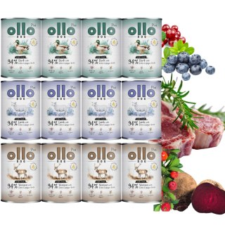 OLLO PLUS KOLAGEN MIX SMAKÓW 12x400 g - monobiałkowa karma mokra dla psa