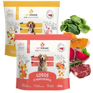 PAKIET PRÓBNY 2x2kg Vetprime M/L Karma Sucha dla Psa Łosoś Hipoalergiczna