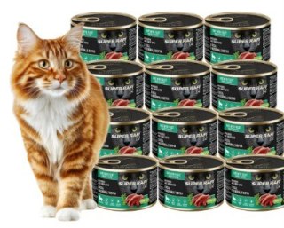 PAKIET Super Rafi Cat Karma dla kotów sterylizowanych z gęsią i wątróbką z indyka 12X185 g