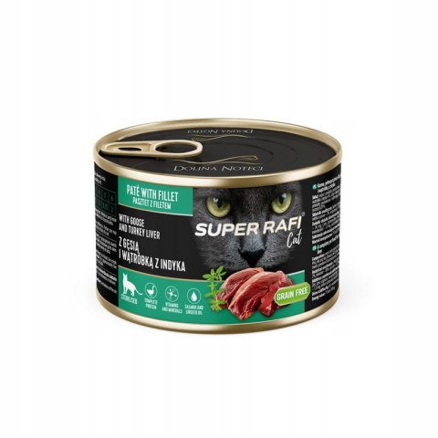 PAKIET Super Rafi Cat Karma dla kotów sterylizowanych z gęsią i wątróbką z indyka 12X185 g