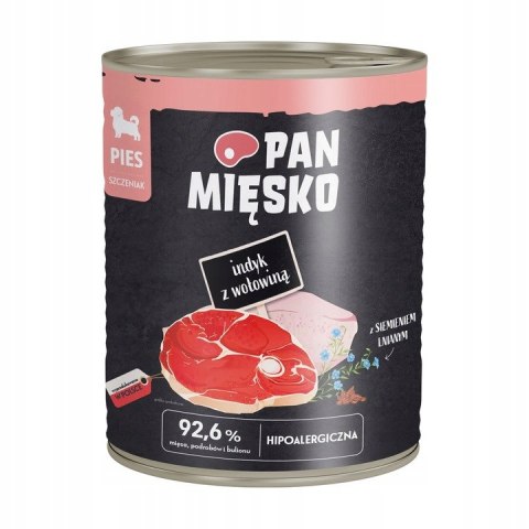 PAN MIĘSKO Zestaw dla szczeniaka 4x800 Indyk z wołowiną