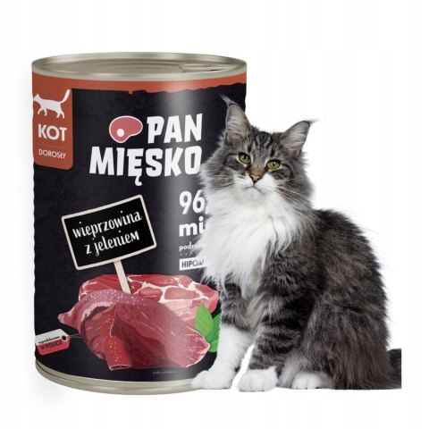 PAN MIĘSKO kot Wieprzowina z Jeleniem puszki dla kota 12X400g
