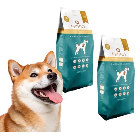 PERRO Kaczka z batatami dla dorosłych psów średnich i dużych ras 2x1 kg