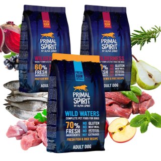 PRIMAL SPIRIT PAKIET 3x1KG KARMA DLA PSA TŁOCZONA NA ZIMNO MIX SMAKÓW
