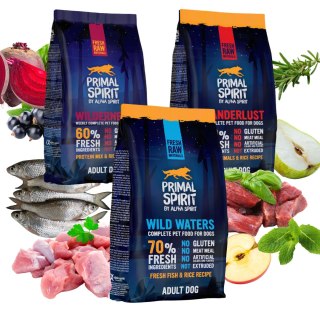 PRIMAL SPIRIT PAKIET 3x1KG KARMA DLA PSA TŁOCZONA NA ZIMNO MIX SMAKÓW
