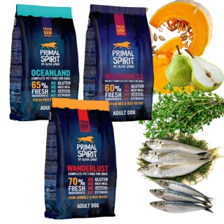 PRIMAL SPIRIT ZESTAW 3x1KG KARMA DLA PSA TŁOCZONA NA ZIMNO MIX SMAKÓW