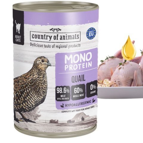 SET Country of Animals Cat Wet Food Monoprotein Quail 12X400g