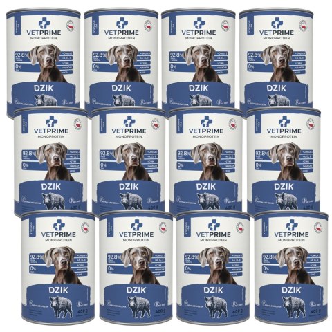 VETPRIME mokra karma dla psa Monobiałkowa adult Dzik 12x400g