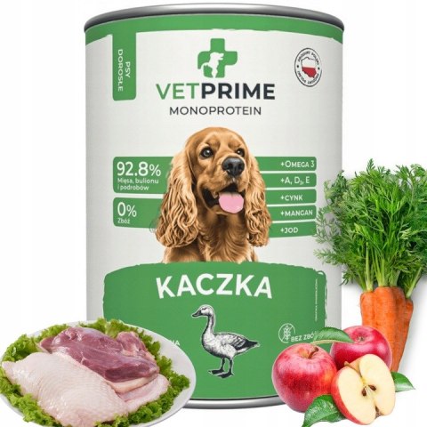 VetPrime Dzik Kaczka Wieprzowina MIX SMAKÓW 12x400 Hypoalergiczna karma dla psa monobiałkowa dla alergika