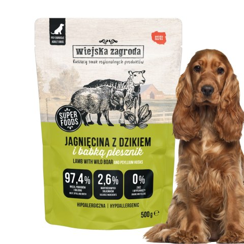 Wiejska Zagroda Karma mokra dla psa Jagnięcina z dzikiem (dorosły) 5x500g