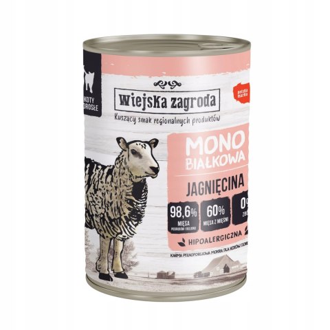 Wiejska Zagroda Monobiałkowa Kaczka Jagnięcina dla kota 6x400