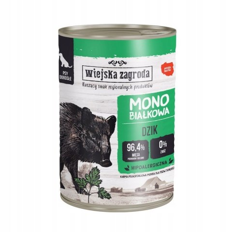Wiejska Zagroda Monobiałkowa MIX Dzik Kaczka Wieprzowina ZESTAW 6 X 400