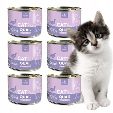 ZESTAW 6X200 POKUSA CatLine karma mokra Quail / Przepiórka KITTEN KOCIAK