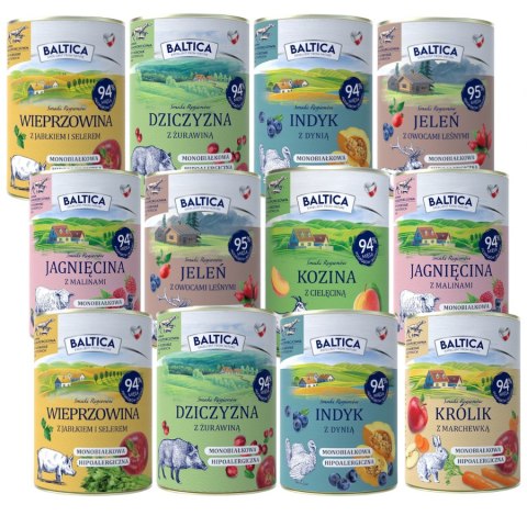ZESTAW BALTICA MONOPROTEINOWY MIX 12X400 królik jagnięcina jeleń