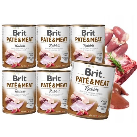 ZESTAW BRIT PATE&MEAT RABBIT 6X800g duże puszki królk