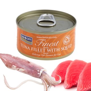 ZESTAW Fish4Cats TUNA FILLET WITH SQUID Filety 10X70g