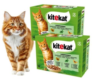 ZESTAW KITEKAT SASZETKI dla kota z indykiem królikiem i drobiem w sosie 24x85 g