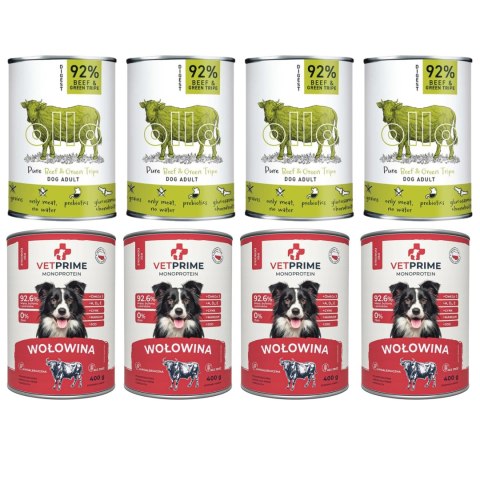 ZESTAW MONOPROTEINOWA WOŁOWINA BEEF 8X400 VETPRIME OLLO