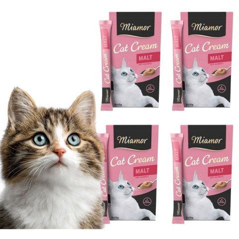 ZESTAW Miamor Cat Cream przekąska odkłaczająca MALT Anti-Hairball zestaw 24x15g