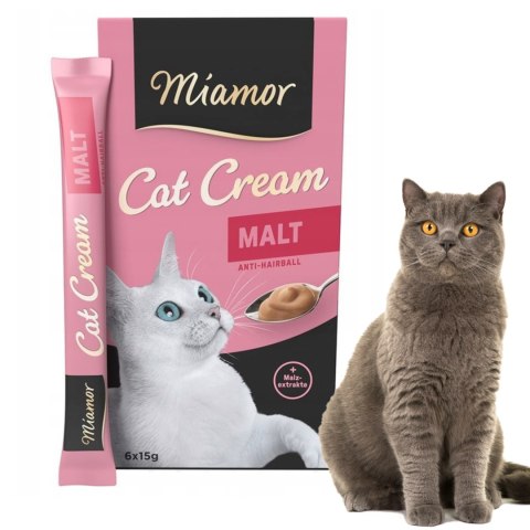 ZESTAW Miamor Cat Cream przekąska odkłaczająca MALT Anti-Hairball zestaw 24x15g