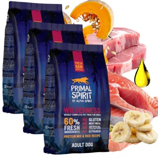 ZESTAW Primal Spirit Wilderness 60% 3X1 kg karma dla psa tłoczona na zimno