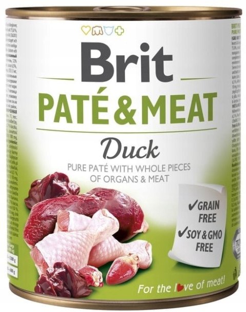 Zestaw - BRIT PATE&MEAT DUCK 8x800g ulubiony smak mokra karma