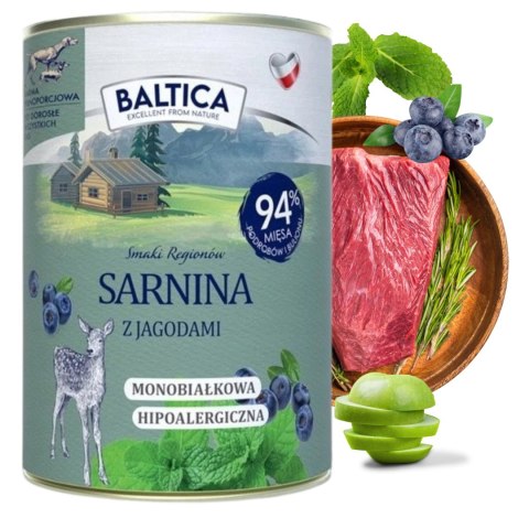 Zestaw - Baltica Sarnina z jeżyną karma mokra dla psa 12x400g