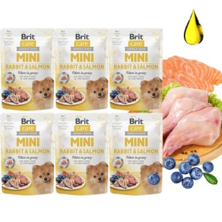 Zestaw - Brit Care Mini Pouch Rabbit & Salmon 6x85g małe rasy toy dog