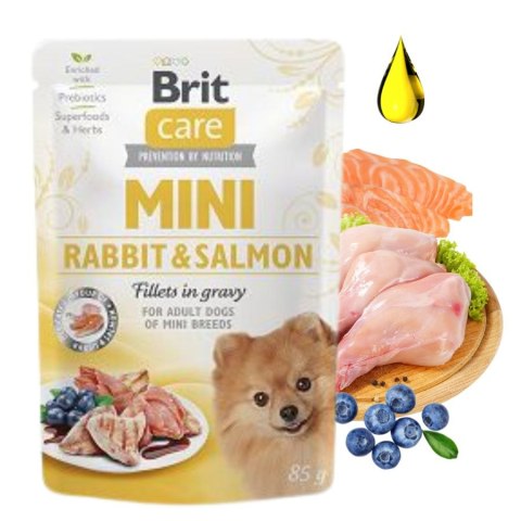 Zestaw - Brit Care Mini Pouch Rabbit & Salmon 6x85g małe rasy toy dog